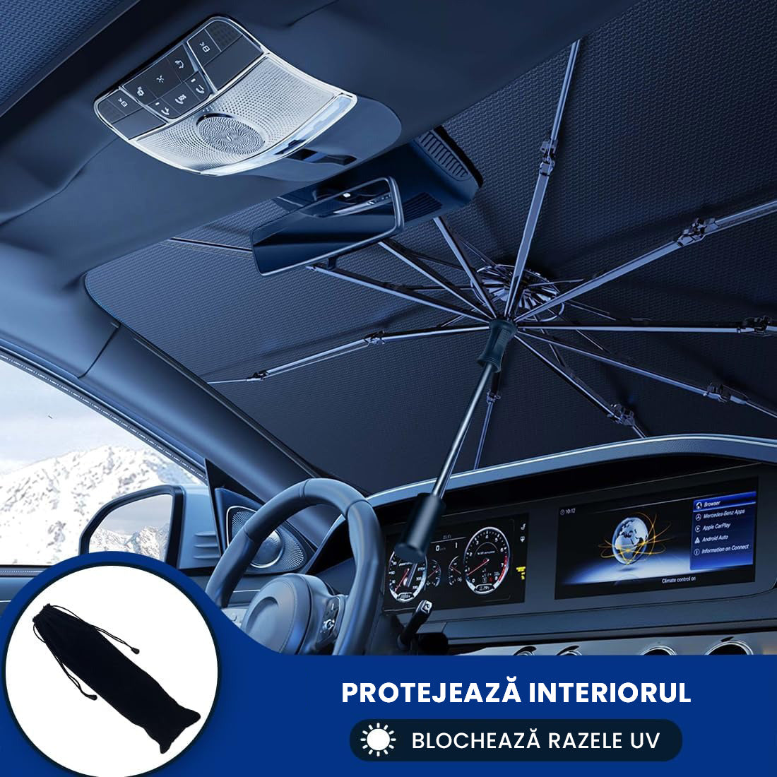 1+1 PARASOLAR AUTO TIP UMBRELA 134 x 80 cm + CADOU!!!